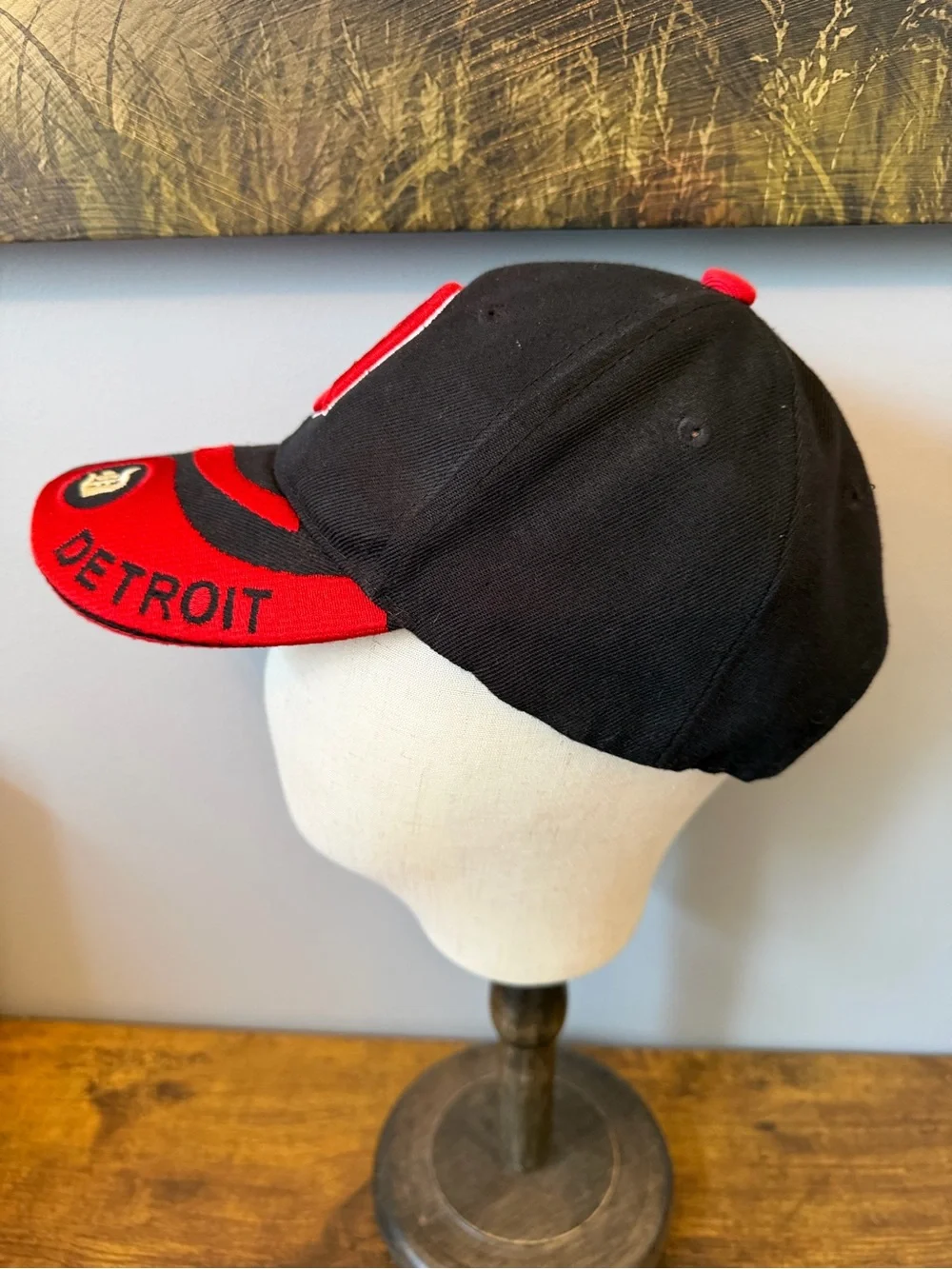 Detroit Tigers MLB Black Red Tiger Stripe Embroidered Bill Adjustable Hat Cap